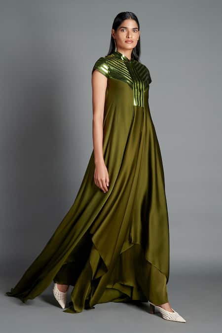 Amit Aggarwal Metallic Draped Dress  