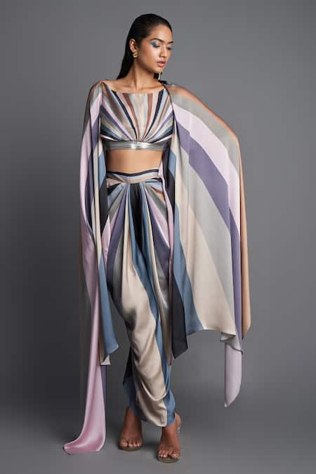 Amit Aggarwal Cape Top & Draped Pant Set 