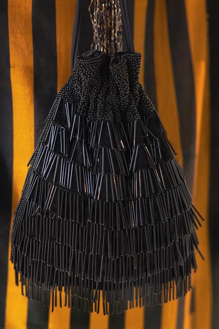 Shop_Aamli_Black Embellished Raavi Pipe Potli _Online_at_Aza_Fashions