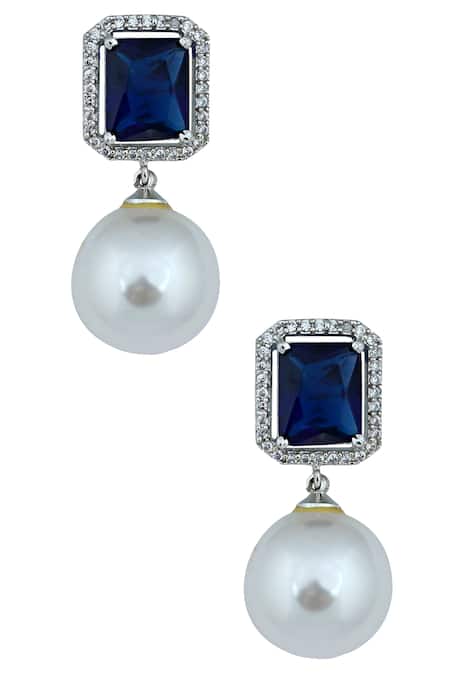 Dangling Pearl Drop Gemstone Earrings | Caitlyn Minimalist