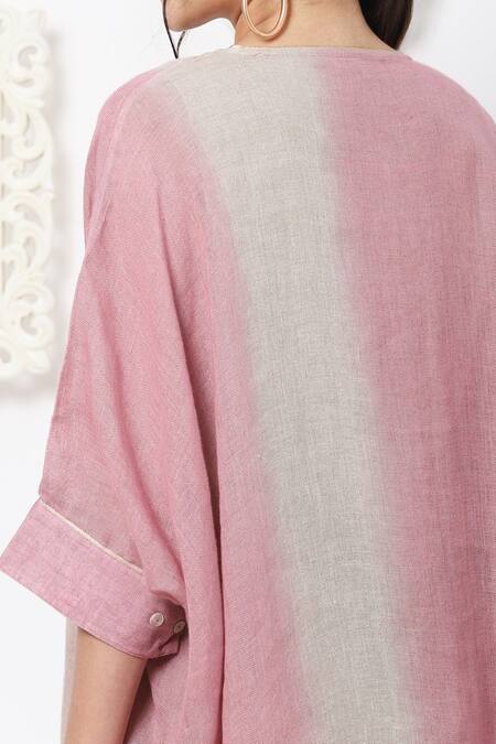 Buy Kaveri Pink Linen Studs V Neck Boxy Dress Online at Aza Fashions Buy_Kaveri_Pink Linen Studs V Neck Boxy Dress _Online_at_Aza_Fashions