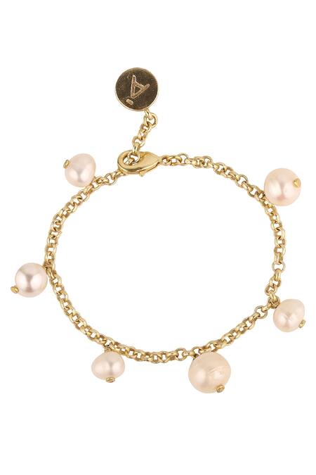 Anaash White Pearl And Metal Bracelet Online at Aza Fashions Anaash_White Pearl And Metal Bracelet _Online_at_Aza_Fashions