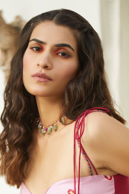 Buy_Osvag India_Gold Plated Bead Drop Necklace _Online_at_Aza_Fashions