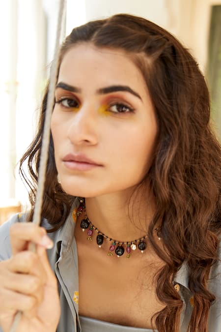 Buy_Osvag India_Gold Plated Bead Drop Necklace _Online_at_Aza_Fashions