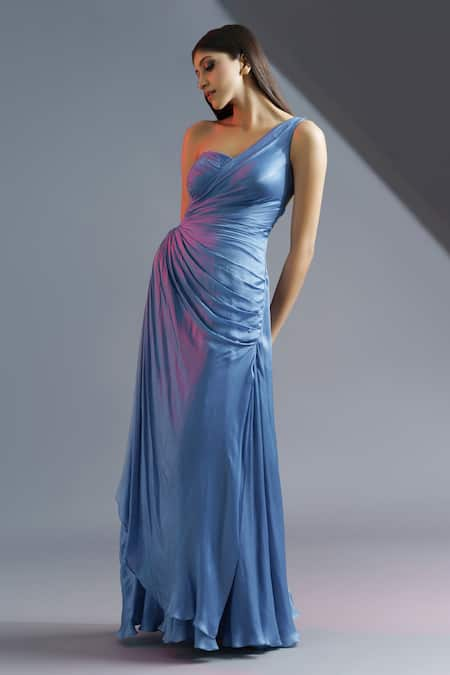 Astha Batra Carolina One Shoulder Pleated Gown 