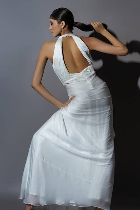 Astha Batra Embroidered Pleated Drape Gown 