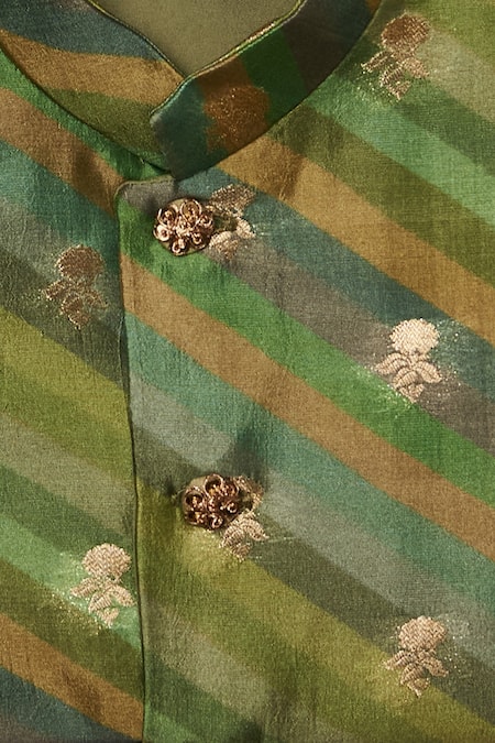 All Boy Couture Green Muslin, Cotton, Silk Zari, Embroidery Jacket And Kurta Set Online at Aza Fashions All Boy Couture_Green Muslin, Cotton, Silk Zari, Embroidery Jacket And Kurta Set _Online_at_Aza_Fashions