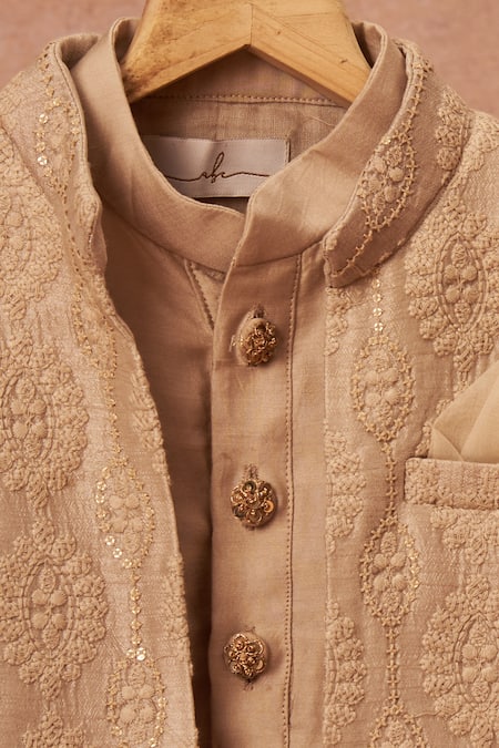 Shop All Boy Couture Gray Cotton, Silk Sequins, Embroidery Achkan And Kurta Set at Aza Fashions Shop_All Boy Couture_Gray Cotton, Silk Sequins, Embroidery Achkan And Kurta Set _at_Aza_Fashions