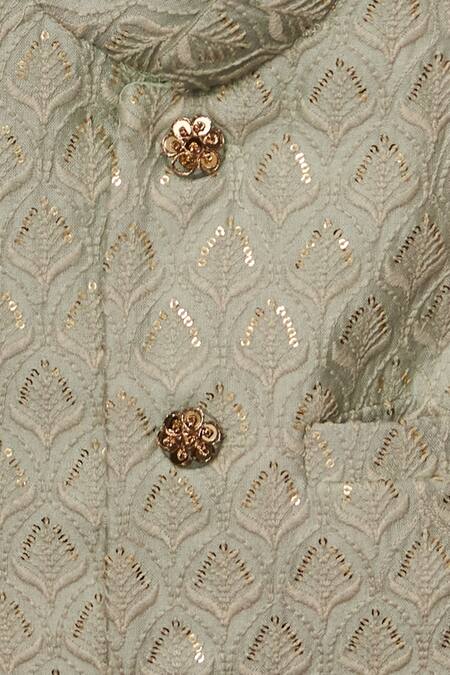 All Boy Couture Blue Chanderi, Cotton Satin, Cotton, Silk Sequins, Embroidery Jacket And Kurta Set Online at Aza Fashions All Boy Couture_Blue Chanderi, Cotton Satin, Cotton, Silk Sequins, Embroidery Jacket And Kurta Set _Online_at_Aza_Fashions