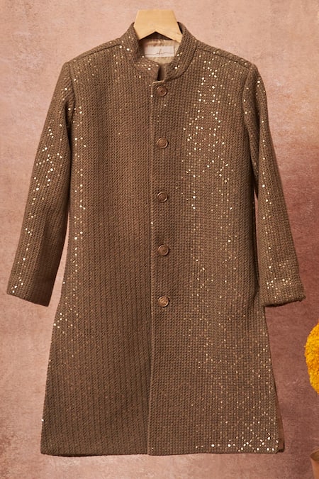 All Boy Couture Gray Cotton, Silk Sequins Grey Achkan And Pant Set Online at Aza Fashions All Boy Couture_Gray Cotton, Silk Sequins Grey Achkan And Pant Set _Online_at_Aza_Fashions