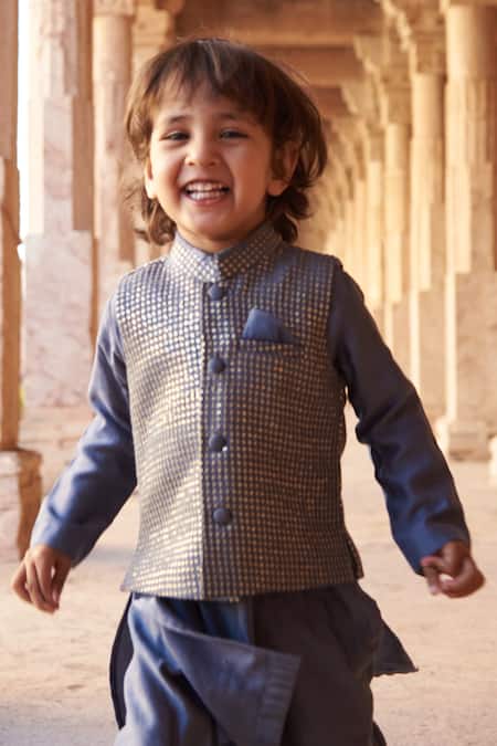 All Boy Couture Nehru Jacket Embroidered Kurta Set 