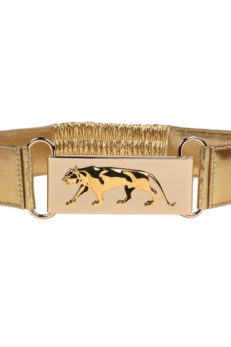 Shop Sabyasachi Gold - Mekong Military Royal Bengal Tiger Belt at Aza Fashions Shop_Sabyasachi_Gold - Mekong Military Royal Bengal Tiger Belt_at_Aza_Fashions