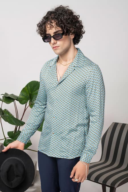 Buy Abkasa Blue Cotton Florida Printed Shirt Online at Aza Fashions Buy_Abkasa_Blue Cotton Florida Printed Shirt _Online_at_Aza_Fashions