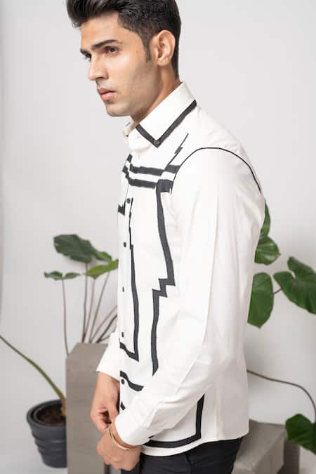 Buy Abkasa Off White Cotton Embroidery Maze Shirt Online at Aza Fashions Buy_Abkasa_Off White Cotton Embroidery Maze Shirt _Online_at_Aza_Fashions
