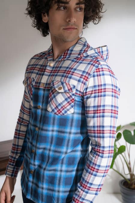 Abkasa_Multi Color Cotton Mixer Checkered Pattern Shirt _Online_at_Aza_Fashions