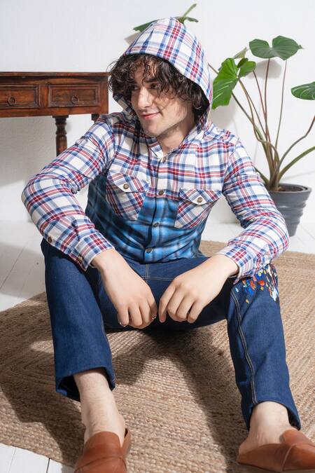 Shop_Abkasa_Multi Color Cotton Mixer Checkered Pattern Shirt _Online_at_Aza_Fashions