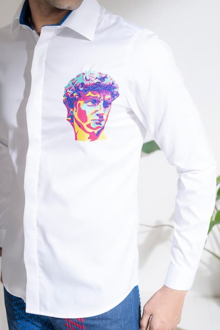 Buy Abkasa White Cotton Embroidery David Full Sleeve Shirt Online at Aza Fashions Buy_Abkasa_White Cotton Embroidery David Full Sleeve Shirt _Online_at_Aza_Fashions