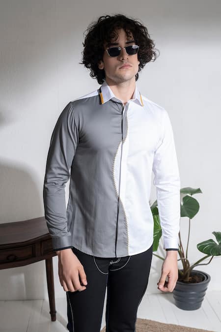 Abkasa White Cotton Metropolitan Shirt Online at Aza Fashions Abkasa_White Cotton Metropolitan Shirt _Online_at_Aza_Fashions