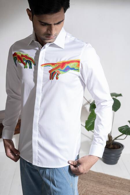 Shop Abkasa White Cotton Embroidery Michael Shirt Online at Aza Fashions Shop_Abkasa_White Cotton Embroidery Michael Shirt _Online_at_Aza_Fashions