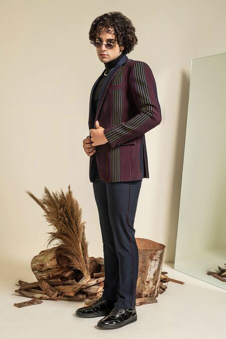 Abkasa Blue Terry Rayon Pintucks Devils Blazer And Trouser Set Online at Aza Fashions Abkasa_Blue Terry Rayon Pintucks Devils Blazer And Trouser Set _Online_at_Aza_Fashions