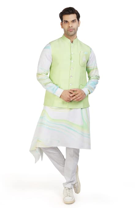 Nitesh Singh Chauhan Bundi With Printed Kurta Set 