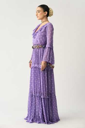 Shop Itrh Purple Animal Tassel Braided Belt at Aza Fashions Shop_Itrh_Purple Animal Tassel Braided Belt_at_Aza_Fashions