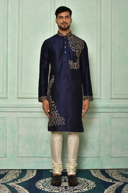 Buy Arihant Rai Sinha Blue Chanderi , Metallic Thread, Embroidery Swirl Work Kurta Set Online at Aza Fashions Buy_Arihant Rai Sinha_Blue Chanderi , Metallic Thread, Embroidery Swirl Work Kurta Set _Online_at_Aza_Fashions
