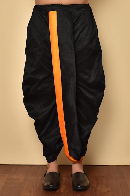 Shop_Arihant Rai Sinha_Black Silk Button Front Kurta And Dhoti Pant Set _Online_at_Aza_Fashions