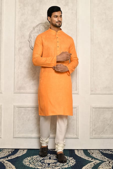 Aryavir Malhotra Cotton Band Collar Kurta Set 