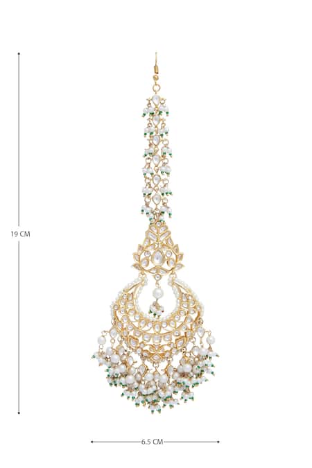 Just Shradhas_Gold Plated Stone Maangtikka _Online_at_Aza_Fashions