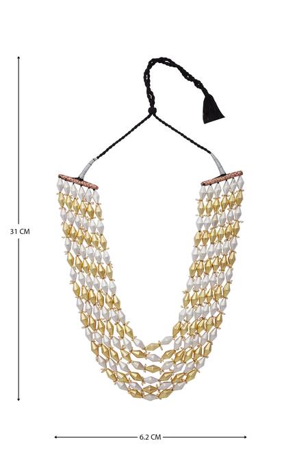 Moh-Maya By Disha Khatri_Gold Plated Layered Bead Necklace _Online_at_Aza_Fashions
