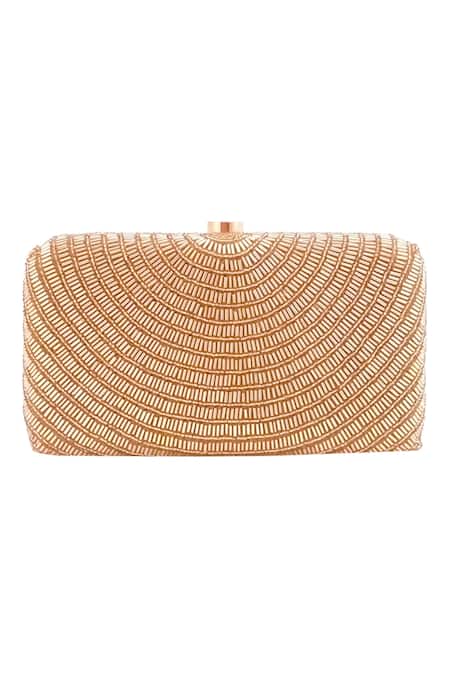 A Clutch Story Gold Embroidery Silk Box Clutch With Sling Online at Aza Fashions A Clutch Story_Gold Embroidery Silk Box Clutch With Sling _Online_at_Aza_Fashions