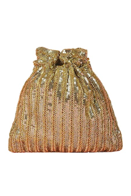 Shop A Clutch Story Gold Embellished Silk Sequin Potli Bag at Aza Fashions Shop_A Clutch Story_Gold Embellished Silk Sequin Potli Bag _at_Aza_Fashions