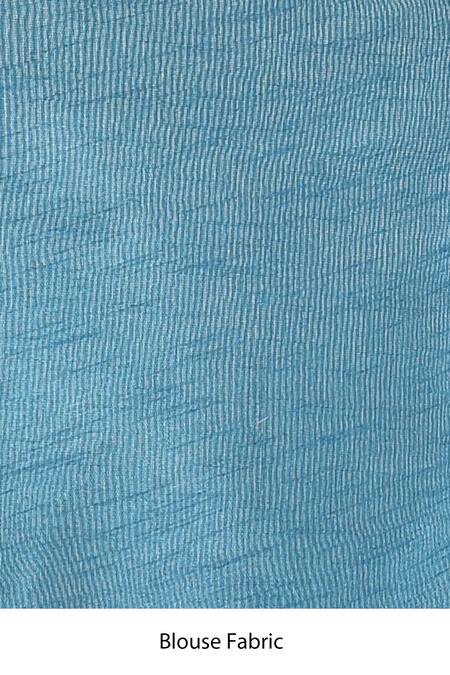 Shop_Khwaab By Sanjana Lakhani_Blue Georgette, Bamboo Sequins Teal Embroidered Saree _Online_at_Aza_Fashions