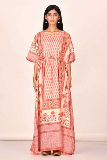 Shop Samyukta Singhania Pink Floral Print Kaftan Online at Aza Fashions Shop_Samyukta Singhania_Pink Floral Print Kaftan _Online_at_Aza_Fashions