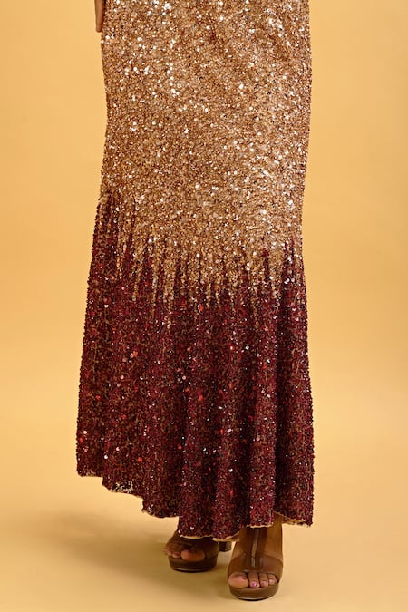 Shop_Ambrosia_Gold Halter Neck Emrboidered Gown_Online_at_Aza_Fashions