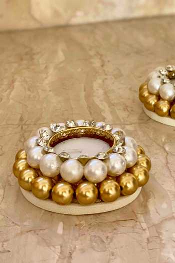 Mason Home_Multi Color Plastic Festive Pearl And Beaded Diyas Set 0f 2_Online_at_Aza_Fashions