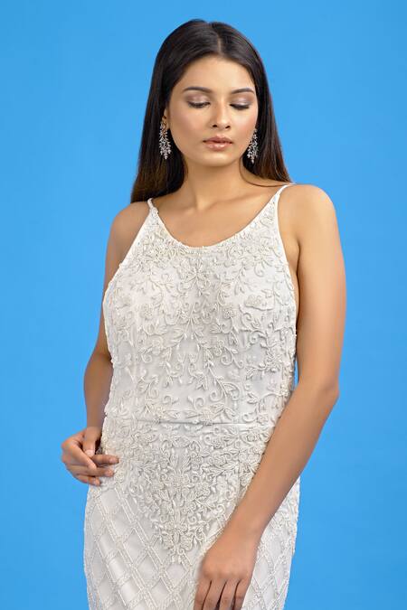 Shop_Ambrosia_White Round Embroidered Gown_Online_at_Aza_Fashions