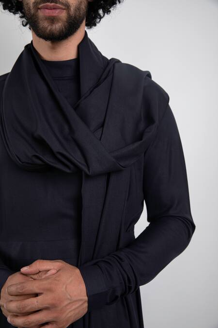 Buy_Arjan Dugal_Blue Sustainable Silk Viscose Draped Kurta Set_Online_at_Aza_Fashions