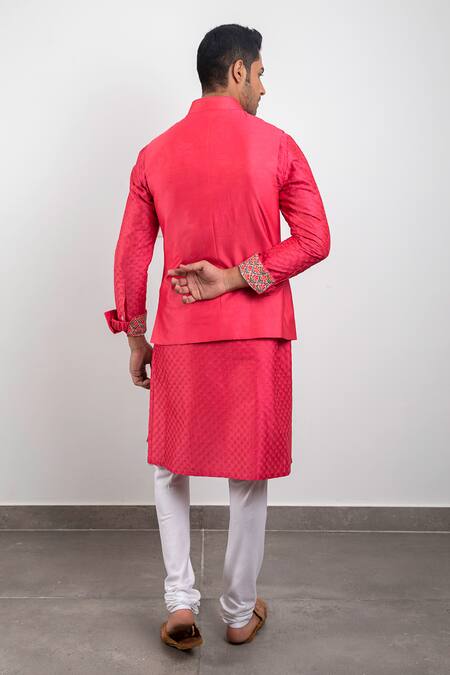 Arjan Dugal Handwoven Chanderi Silk Nehru Jacket 