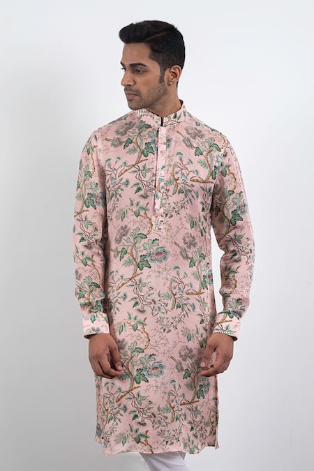 Buy Arjan Dugal Pink Modal , Viscose Printed Kurta Set Online at Aza Fashions Buy_Arjan Dugal_Pink Modal , Viscose Printed Kurta Set _Online_at_Aza_Fashions