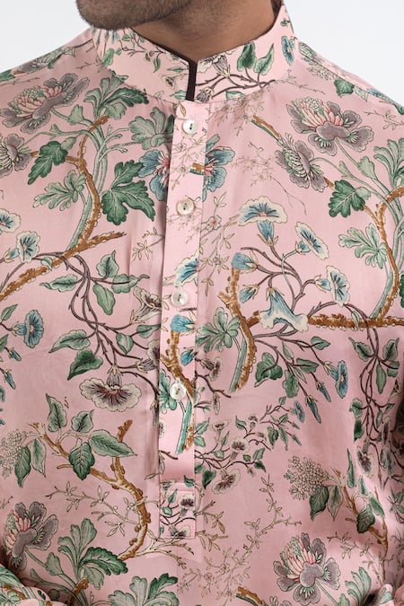 Arjan Dugal Pink Modal , Viscose Printed Kurta Set at Aza Fashions Arjan Dugal_Pink Modal , Viscose Printed Kurta Set _at_Aza_Fashions