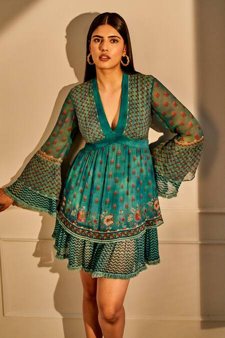 peacock blue dress online