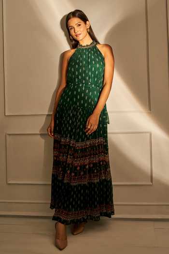 green emerald velvet dress Anita Dongre Iara Lehenga Sage main image 1