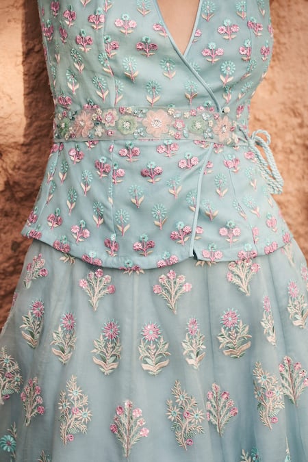 Anita Dongre_Amora Overlap Top And Skirt Set_at_Aza_Fashions