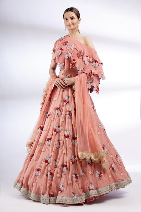 Divya Kanakia Embroidered Cape Lehenga Set 