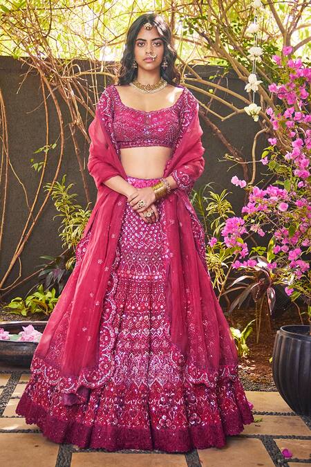 Buy Karishma Tanna Pink Mirror Work Lehenga Choli Online - LEHA2131 |  Appelle Fashion
