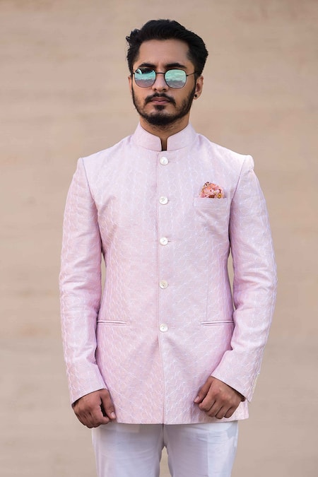 Arjan Dugal Chanderi Silk Embroidered Bandhgala 