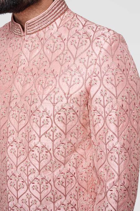 Shop_Anita Dongre_Pink Silk Naveen Sherwani _Online_at_Aza_Fashions