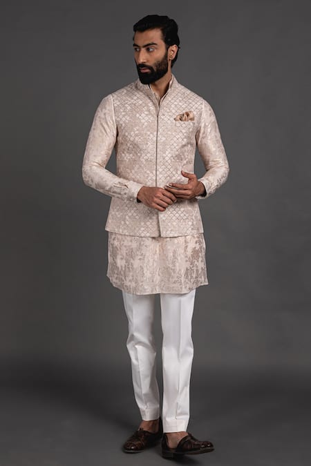 Buy Pista Green Art Banarasi Silk Mens Nehru Jacket (NMK-5607) Online